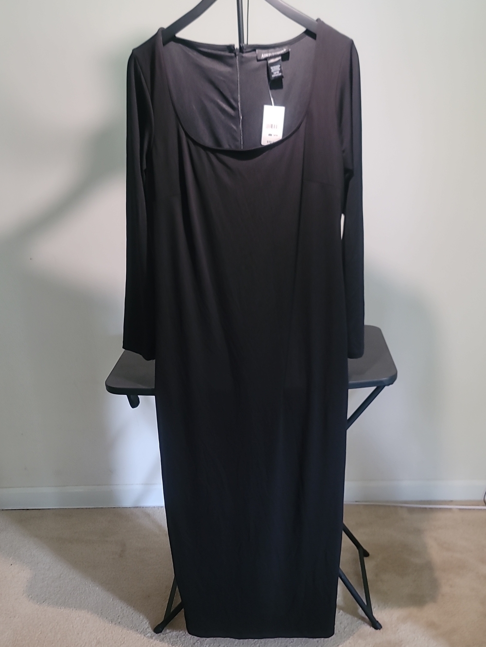 Ashley Stewart Black Long Sleeve Midi Dress